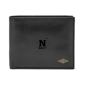 Men's Fossil Black Navy Midshipmen Leather Ryan RFID Passcase Wallet