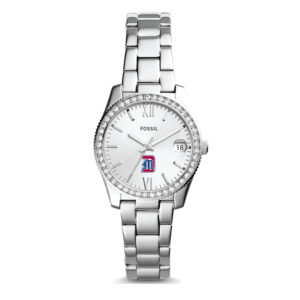 Women's Fossil Silver Detroit Mercy Titans Scarlette Mini Three-Hand Date Watch