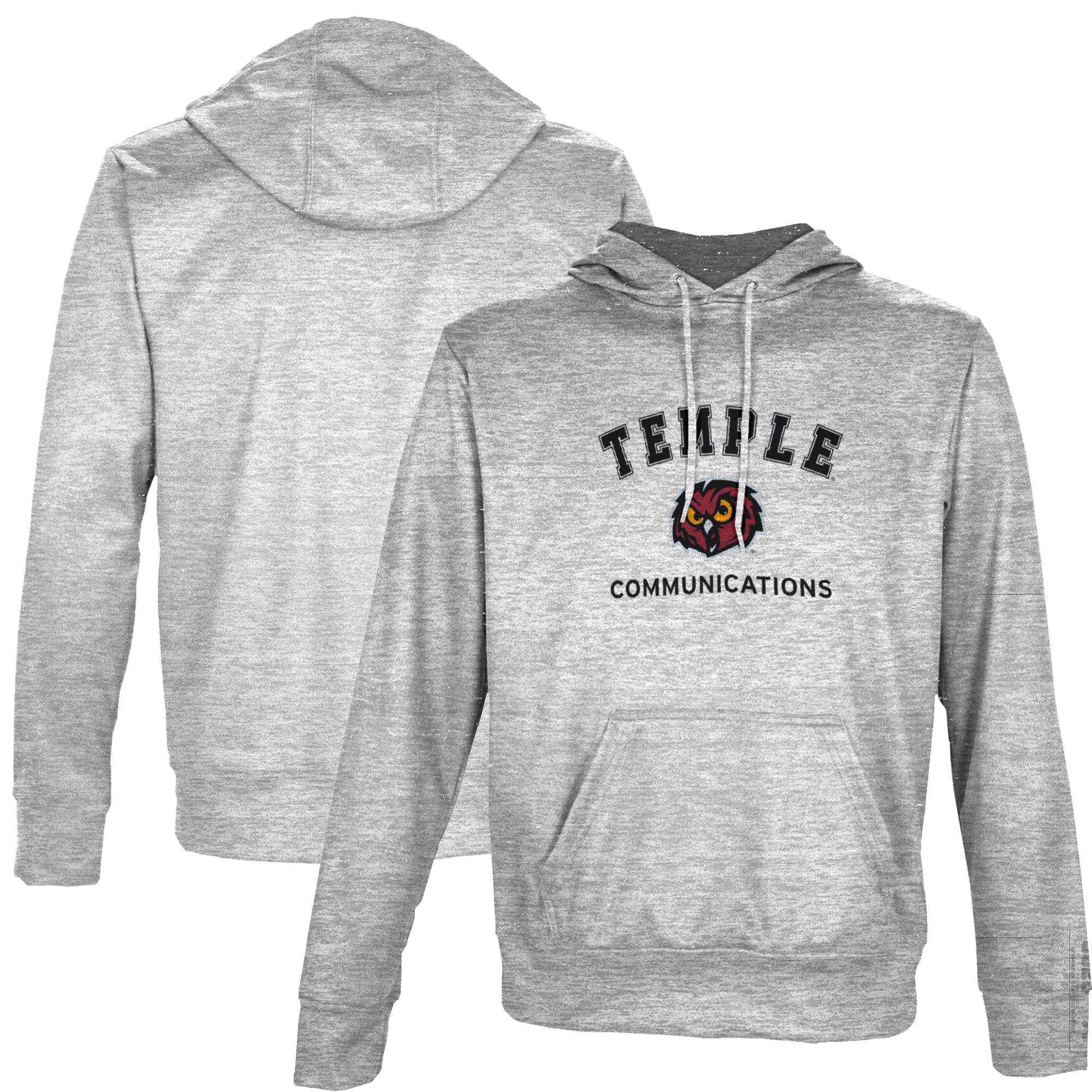 Men's ProSphere Gray Temple Owls Communications Name Drop Pullover Hoodie