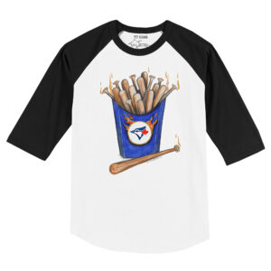 Infant Tiny Turnip White/Black Toronto Blue Jays Hot Bats Raglan 3/4 Sleeve T-Shirt