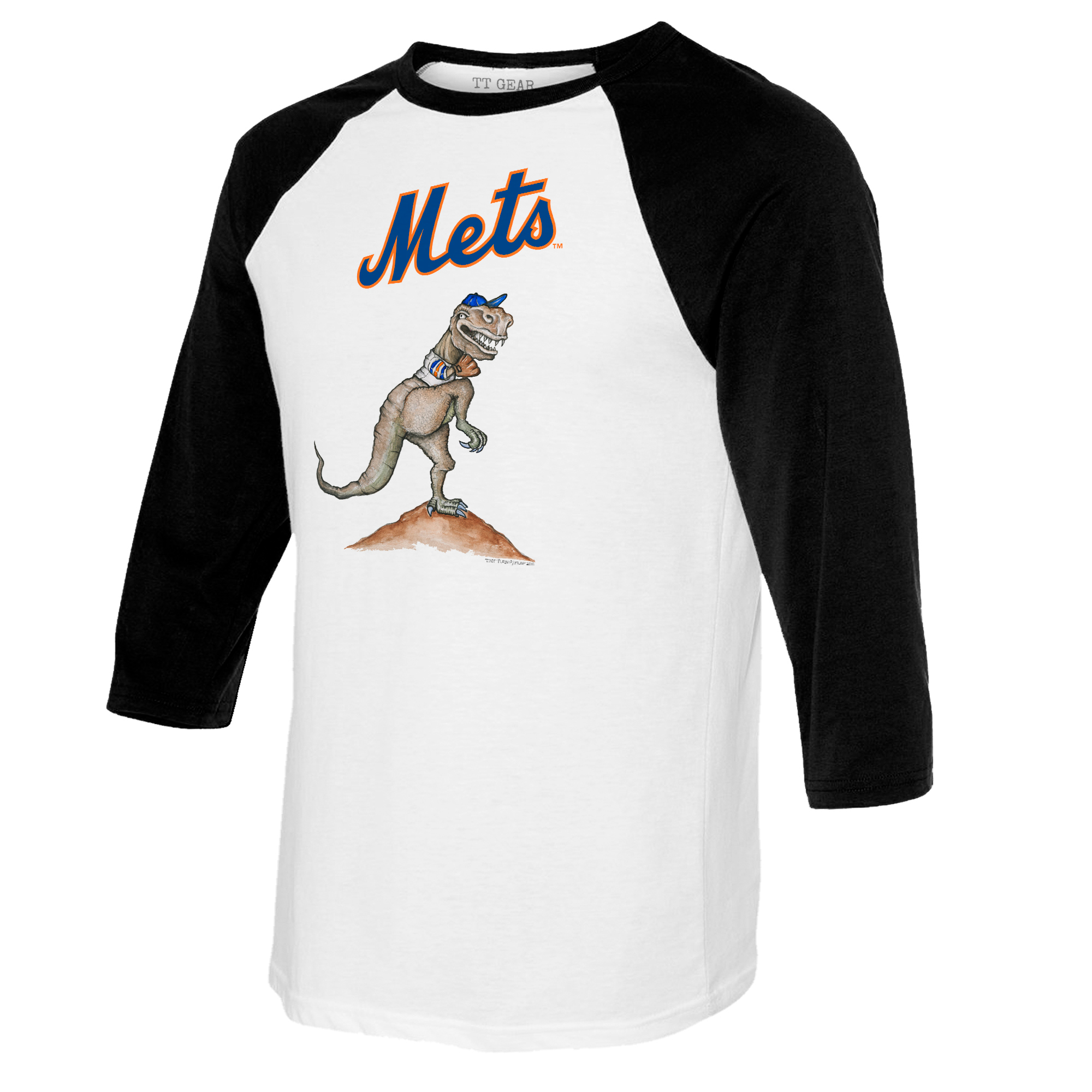Youth Tiny Turnip White/Black New York Mets TT Rex Raglan 3/4 Sleeve T-Shirt - Image 6