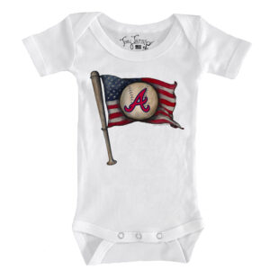 Infant Tiny Turnip White Atlanta Braves Baseball Flag Bodysuit