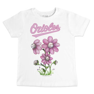 Youth Tiny Turnip White Baltimore Orioles Blooming Baseballs T-Shirt