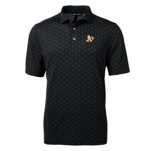 Men's Cutter & Buck Black Oakland Athletics Big & Tall Virtue Eco Pique Tile Print Polo