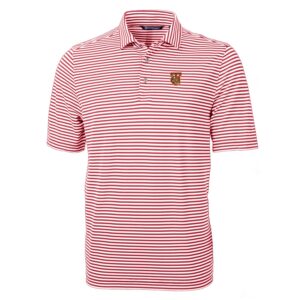 Men's Cutter & Buck Crimson Tuskegee Golden Tigers Virtue Eco Pique Stripe Recycled Polo
