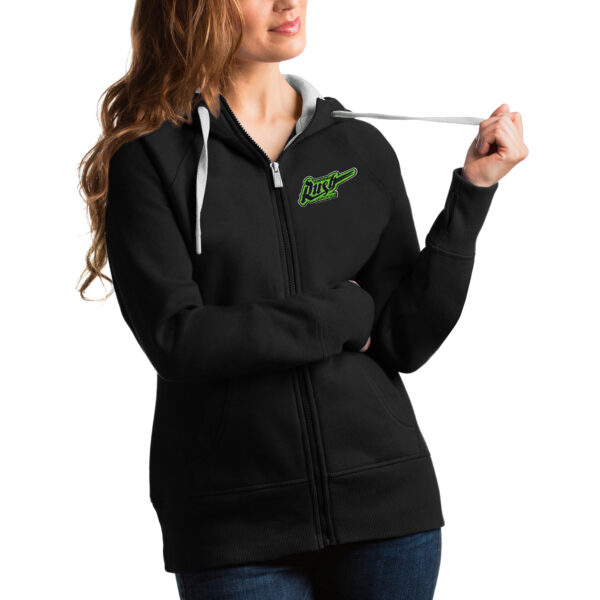 Women's Antigua Black Saskatchewan Rush Victory Pullover Hoodie