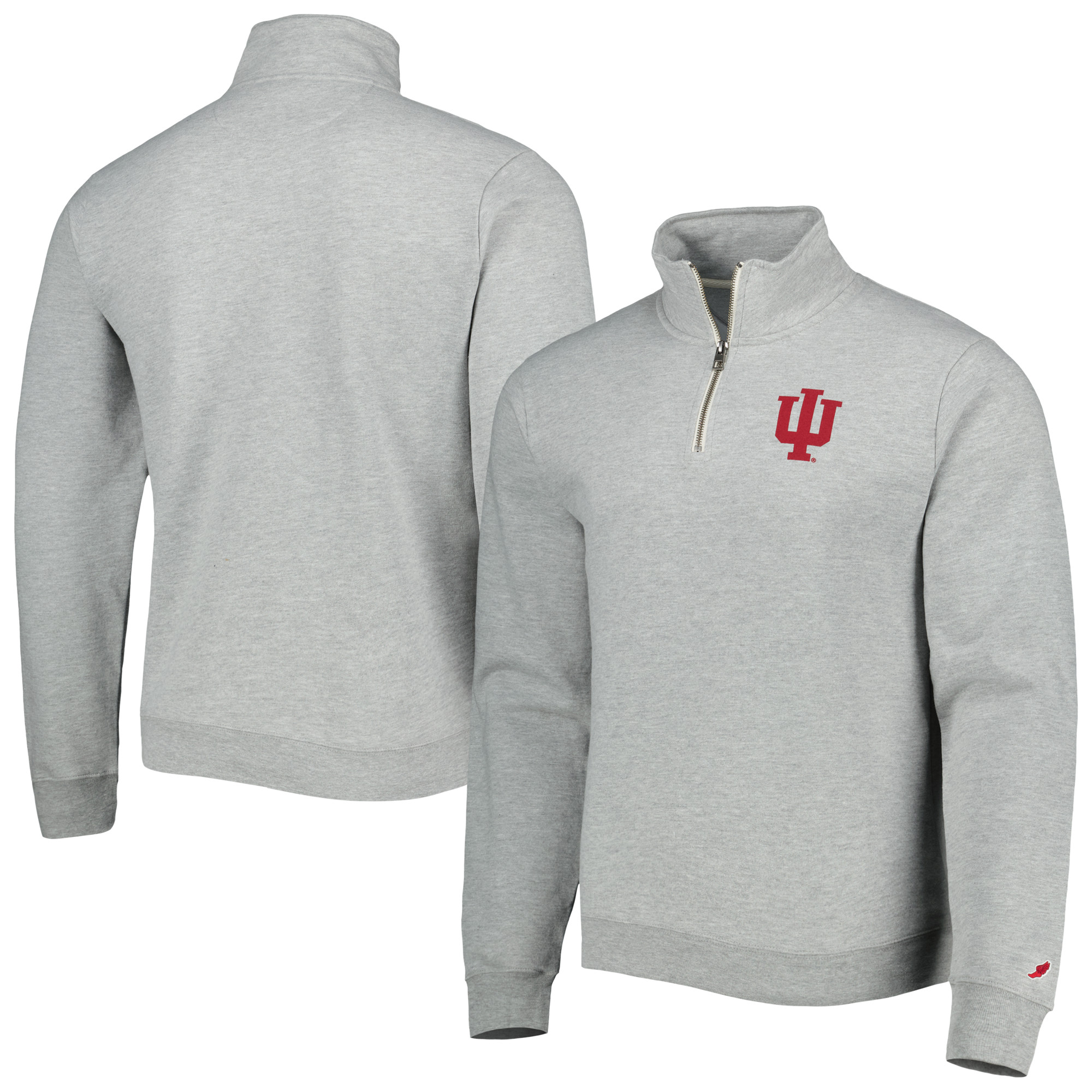 Men's League Collegiate Wear Heather Gray Indiana Hoosiers Stack Essential Lightweight Fleece Quarter-Zip Sweatshirt - Image 2