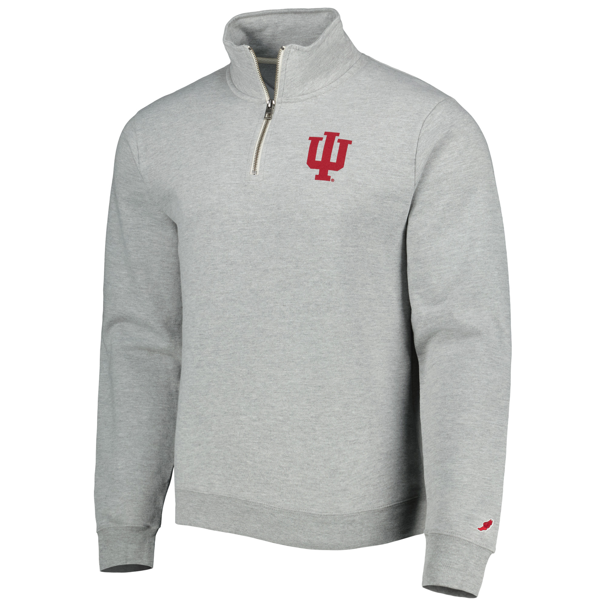 Men's League Collegiate Wear Heather Gray Indiana Hoosiers Stack Essential Lightweight Fleece Quarter-Zip Sweatshirt - Image 3