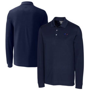 Men's Cutter & Buck Navy Baltimore Ravens Big & Tall Advantage Tri-Blend Pique Long Sleeve Polo