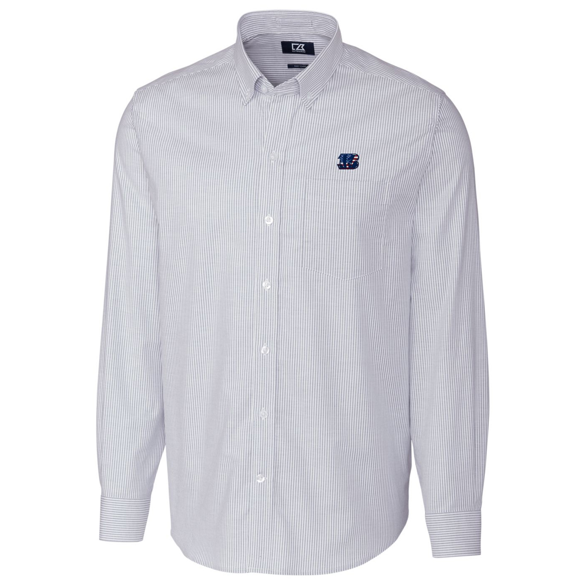 Men's Cutter & Buck Light Blue Cincinnati Bengals Big & Tall Stretch Oxford Stripe Long Sleeve Button-Down Shirt - Image 4