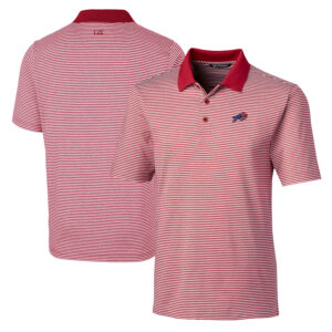 Men's Cutter & Buck Red Buffalo Bills Big & Tall Forge Tonal Stripe Stretch Polo