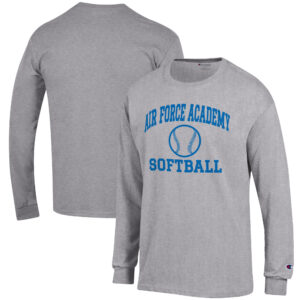 Men's Champion Gray Air Force Falcons Softball Icon Long Sleeve T-Shirt