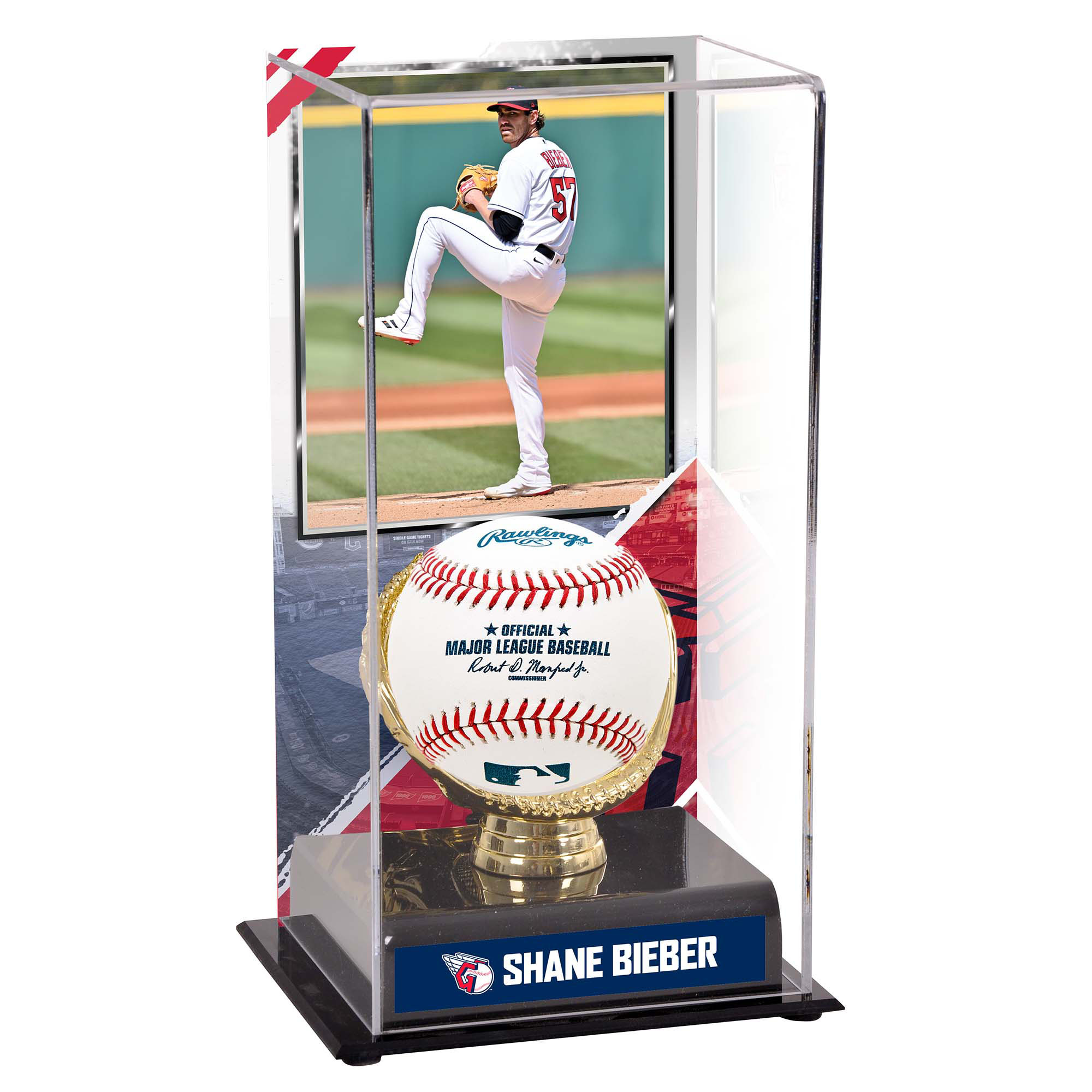 Shane Bieber Cleveland Guardians Gold Glove Display Case with Image