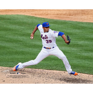 Edwin Diaz New York Mets Unsigned Pitches During 2020 Opening Day Photograph