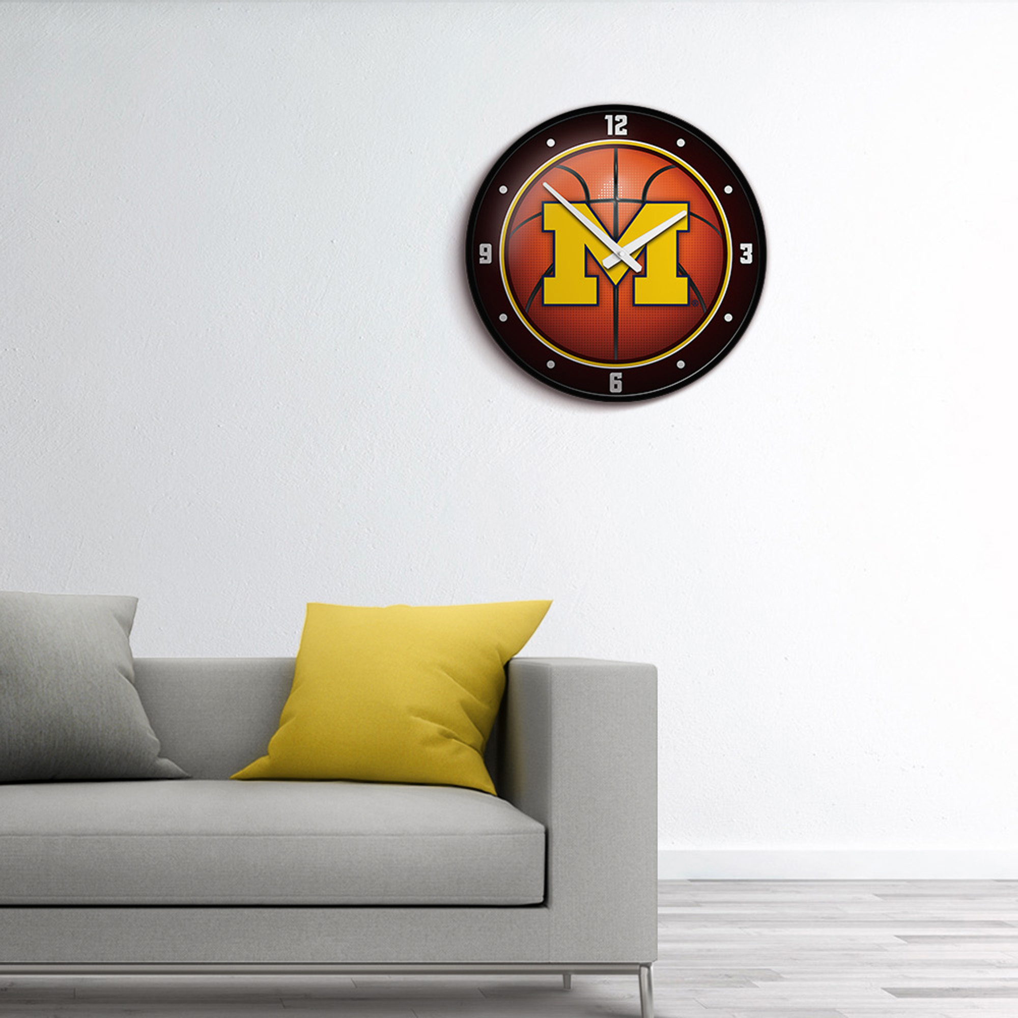 Orange Michigan Wolverines Basketball Modern Disc Wall Clock - Image 11