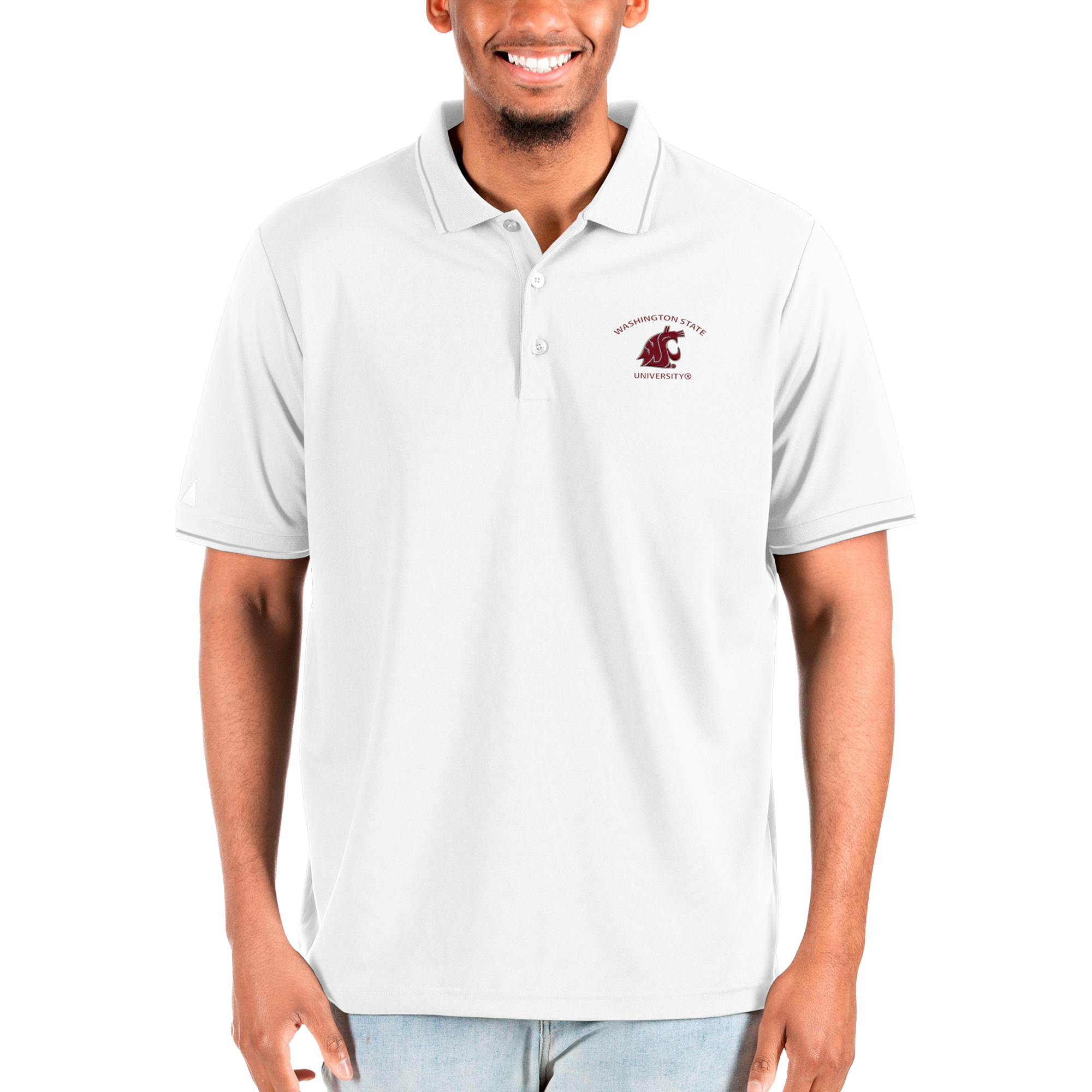 Men's Antigua White Washington State Cougars Affluent Big & Tall Polo