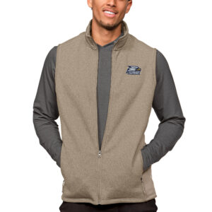 Men's Antigua Oatmeal Georgia Southern Eagles Course Full-Zip Vest