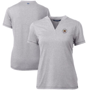 Women's Cutter & Buck Heather Gray Virginia Military Institute Keydets Forge Blade V-Neck Top