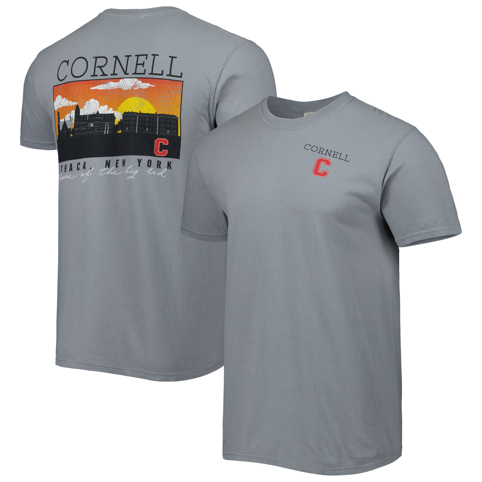 Men's Gray Cornell Big Red Campus Scenery Comfort Color T-Shirt - Image 5