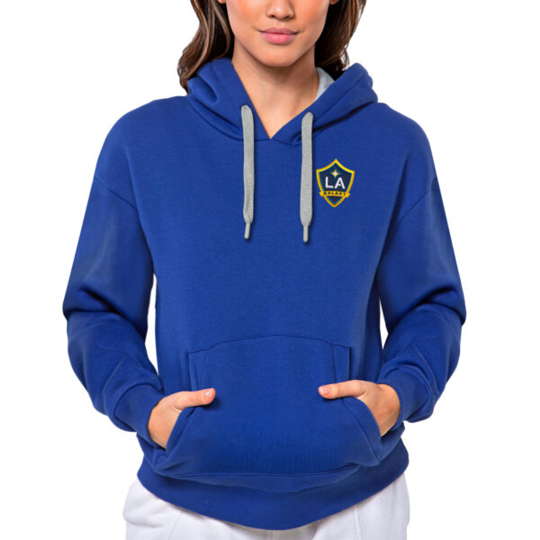 Women's Antigua Royal LA Galaxy Team Logo Victory Pullover Hoodie