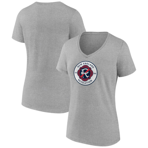 Women's Gray New England Revolution Official Logo V-Neck T-Shirt
