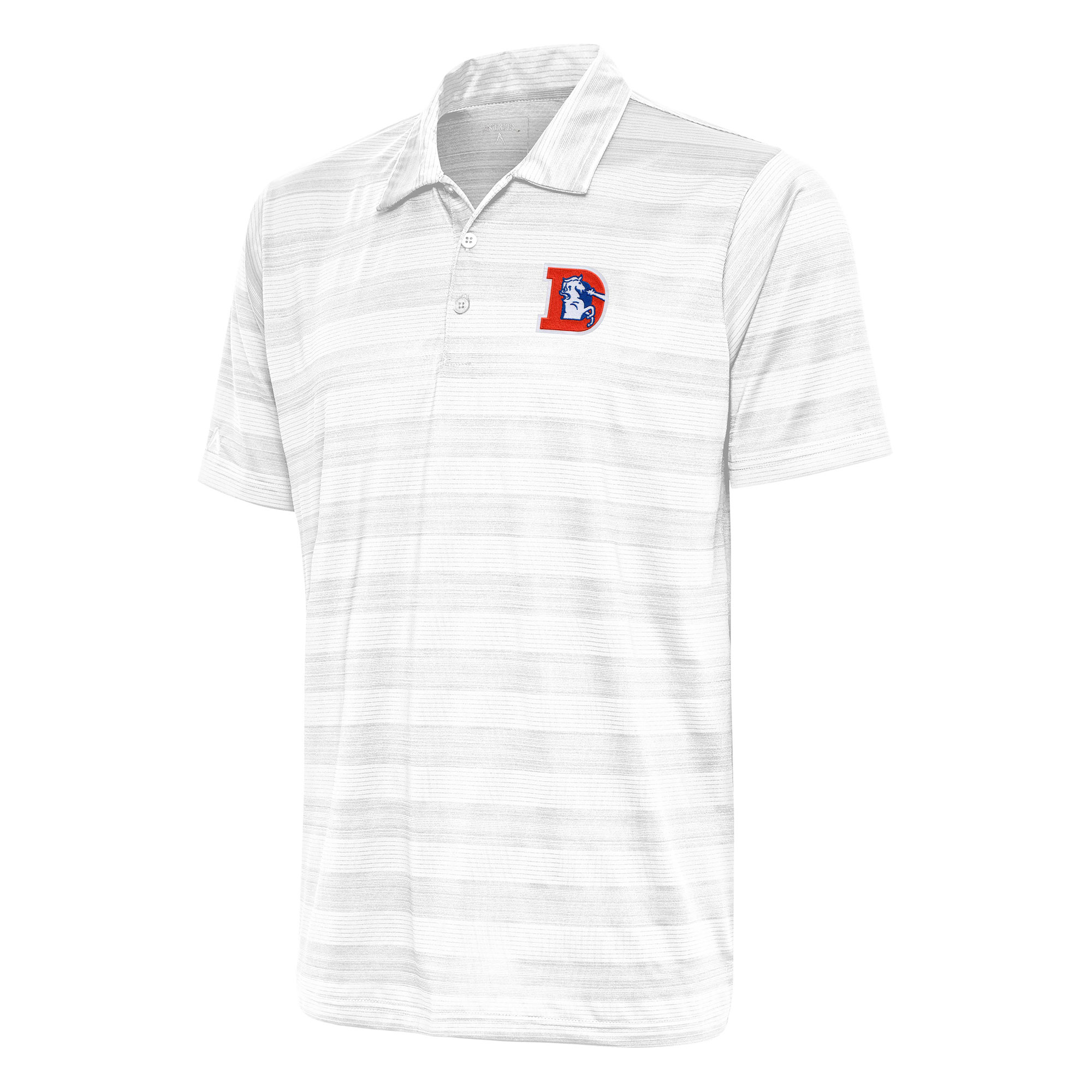 Men's Antigua White Denver Broncos Team Logo Throwback Compass Polo