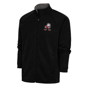 Men's Antigua Black Cleveland Browns Team Logo Throwback Links Full-Zip Golf Jacket