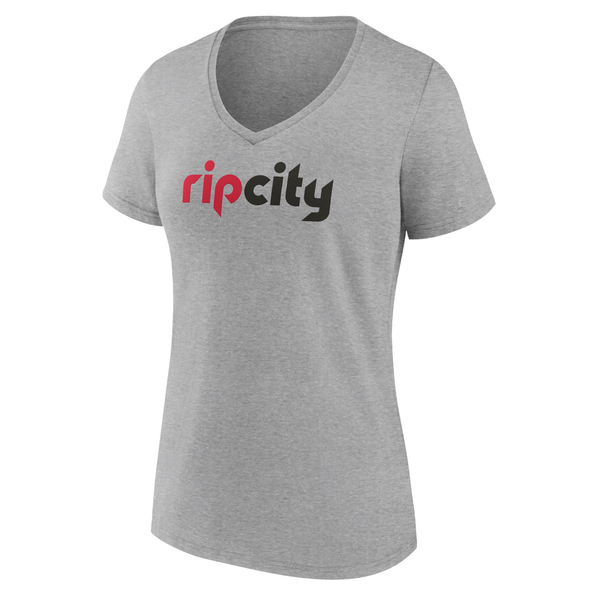 Women's Heather Gray Portland Trail Blazers Alternate Logo V-Neck T-Shirt - Image 6