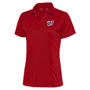 Women's Antigua Red Washington Nationals Logo Tribute Polo