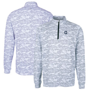 Men's Cutter & Buck Charcoal Georgetown Hoyas Vault Big & Tall Traverse Camo Print Stretch Quarter-Zip Pullover Top