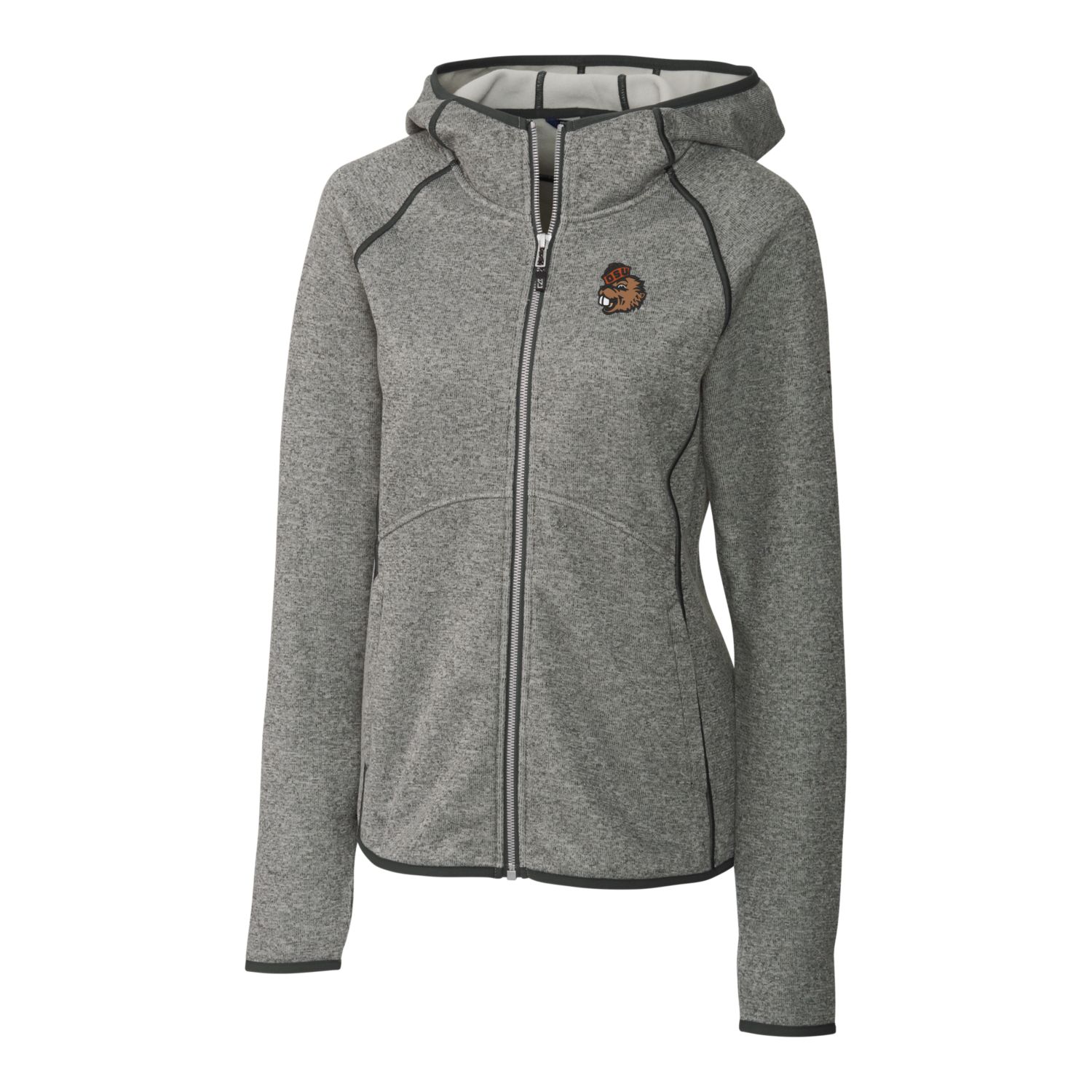 Women's Cutter & Buck Heather Gray Oregon State Beavers Mainsail Sweater-Knit Full-Zip Hoodie - Image 3