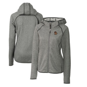 Women's Cutter & Buck Heather Gray Oregon State Beavers Mainsail Sweater-Knit Full-Zip Hoodie