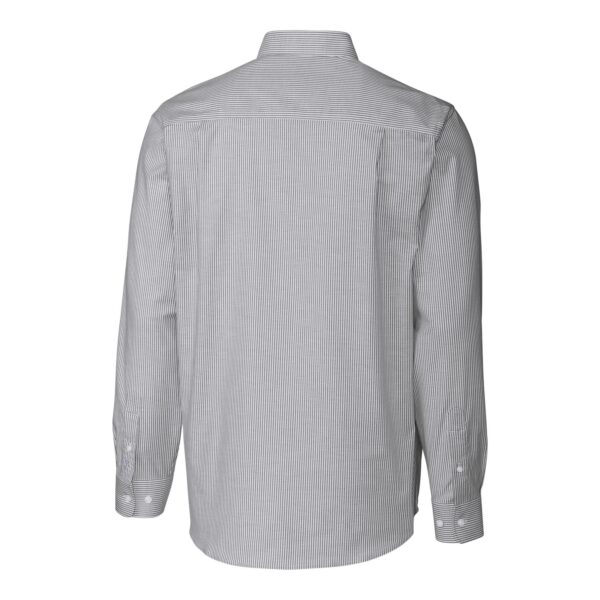 Men's Cutter & Buck Charcoal Houston Oilers Throwback Logo Stretch Oxford Stripe Long Sleeve Button Down Shirt - Image 7