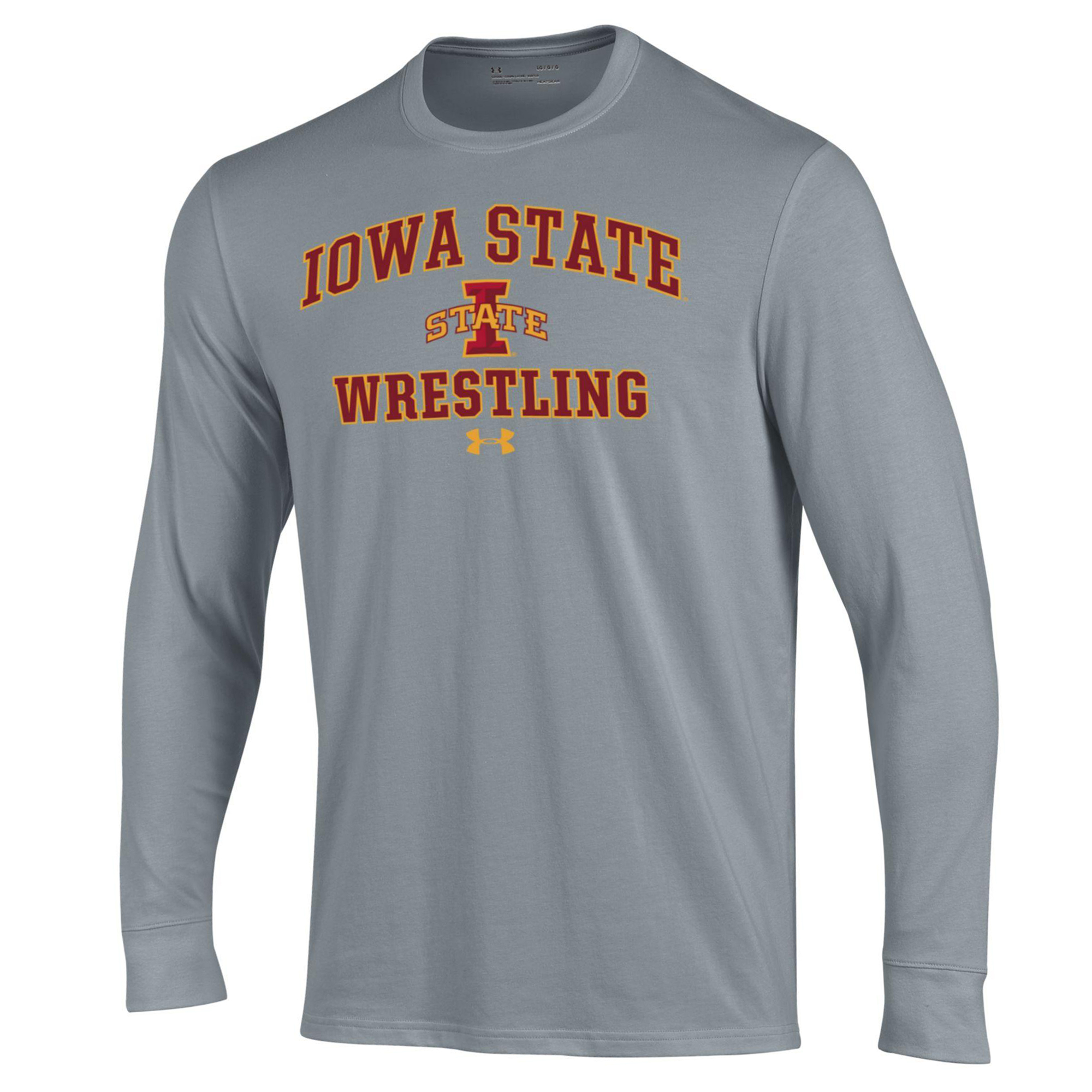 Men's Under Armour Gray Iowa State Cyclones Wrestling Arch Over Performance Long Sleeve T-Shirt - Image 3