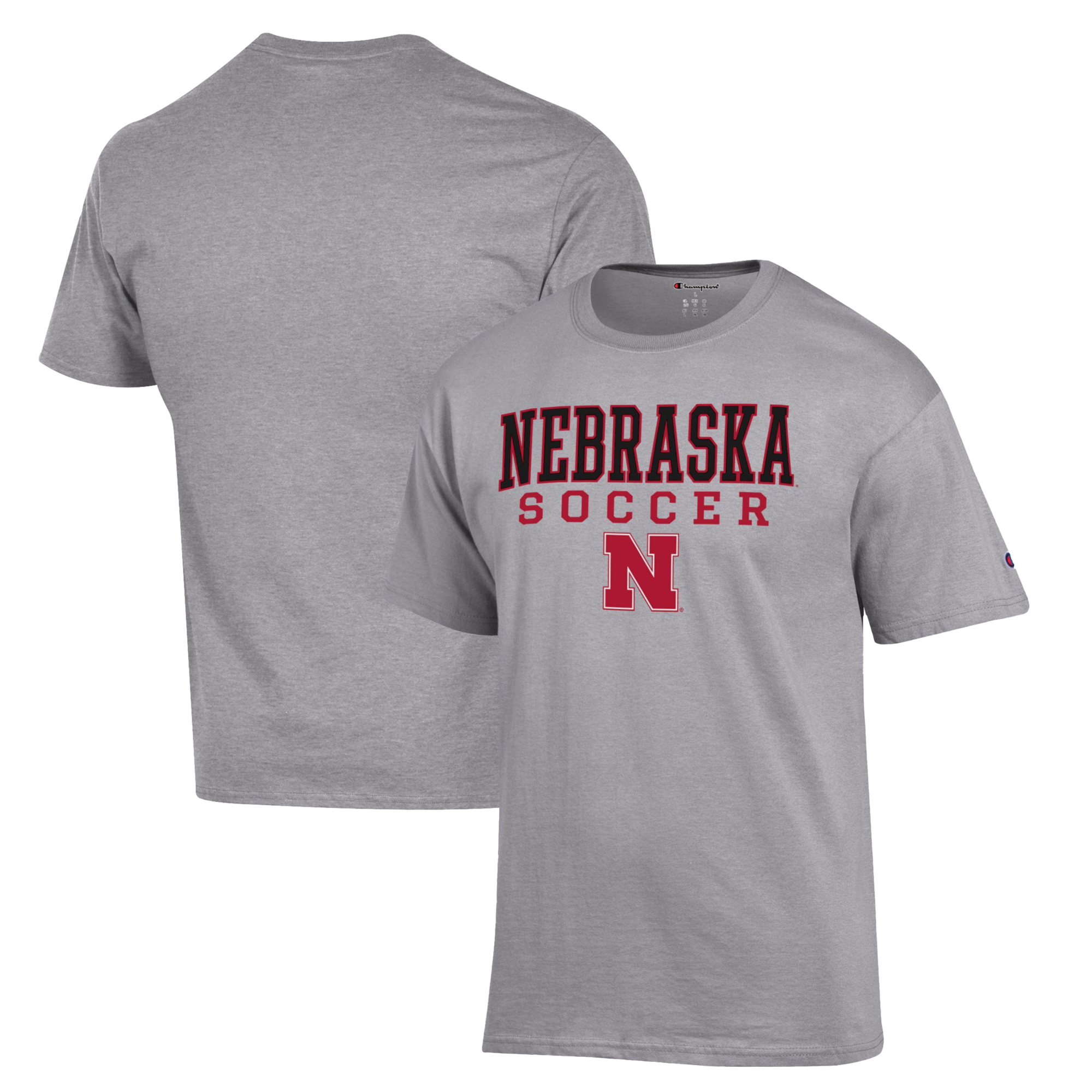 Men's Champion Gray Nebraska Huskers Soccer Stack Logo T-Shirt - Image 9