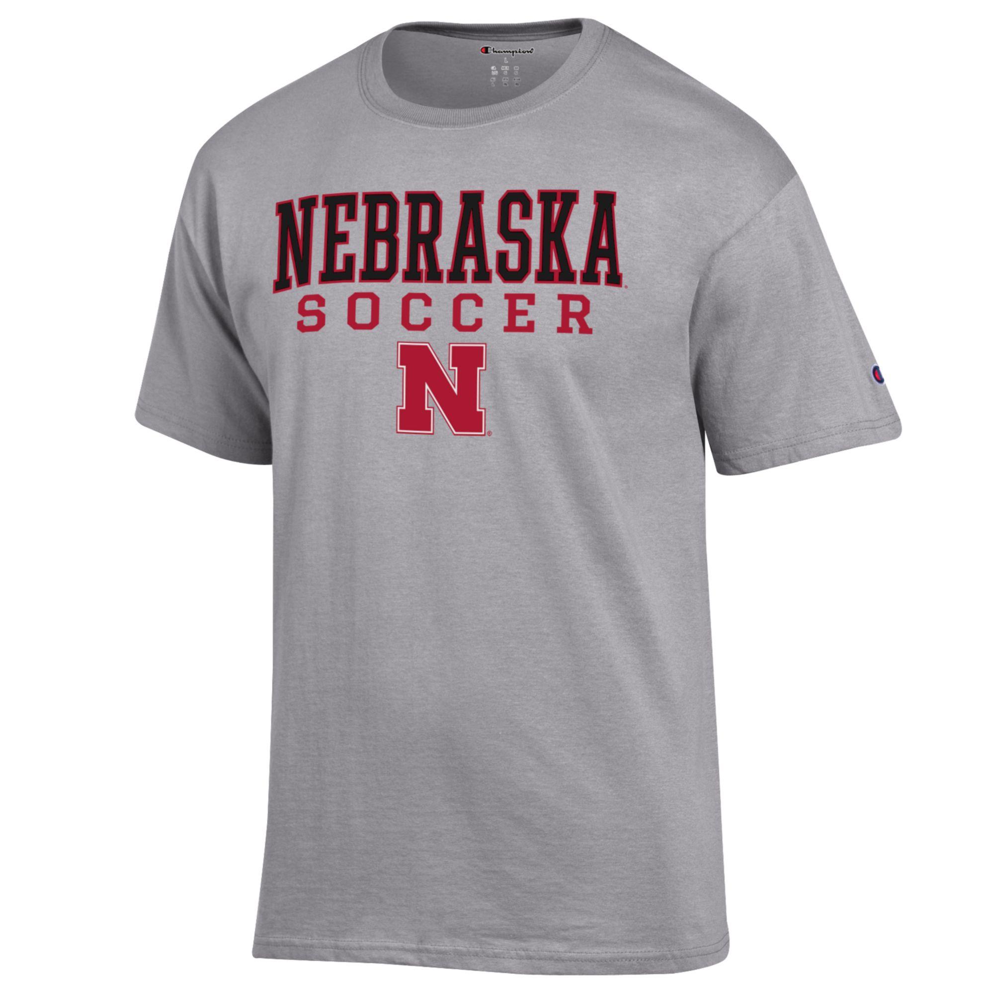 Men's Champion Gray Nebraska Huskers Soccer Stack Logo T-Shirt - Image 6