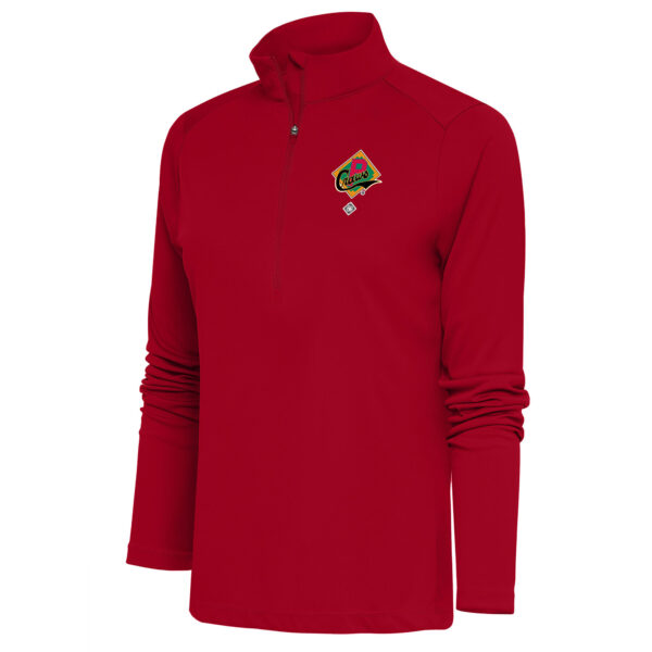 Women's Antigua Red Pittsburgh Crawfords Tribute Half-Zip Pullover Top