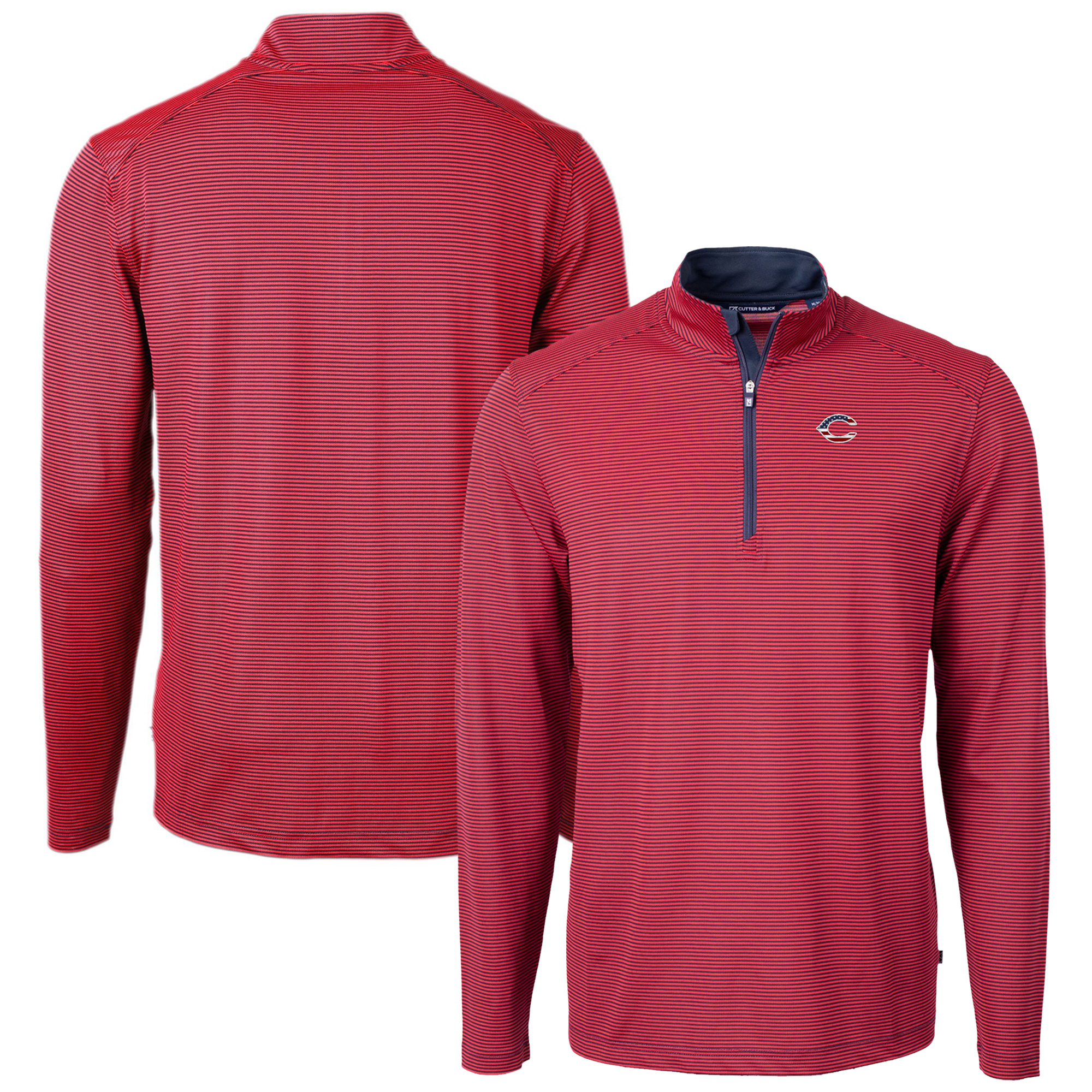 Men's Cutter & Buck Red Cincinnati Reds Americana Logo Big & Tall Virtue Eco Pique Recycled Quarter-Zip Pullover Top - Image 5