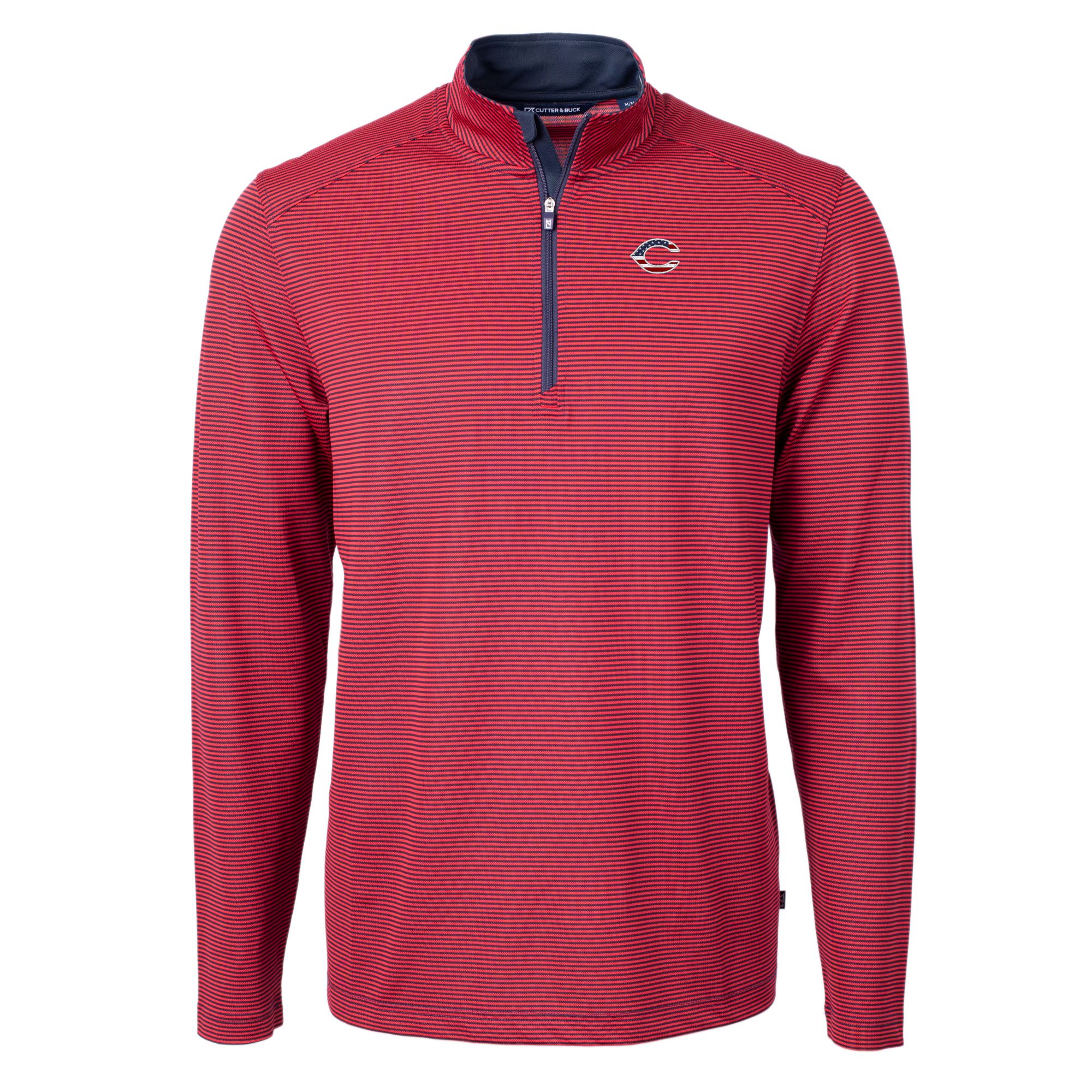 Men's Cutter & Buck Red Cincinnati Reds Americana Logo Big & Tall Virtue Eco Pique Recycled Quarter-Zip Pullover Top - Image 6