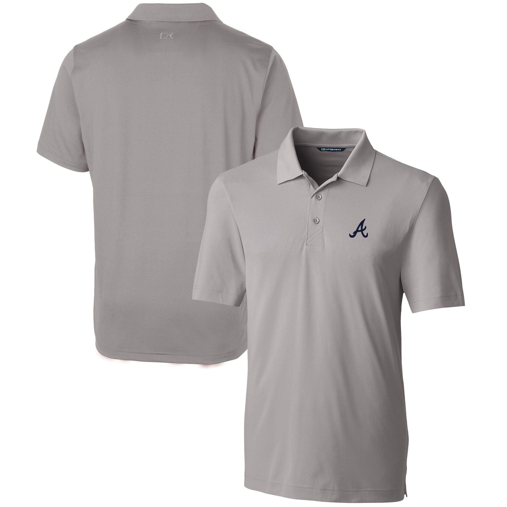 Men's Cutter & Buck Gray Atlanta Braves Forge Stretch Polo