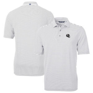 Men's Cutter & Buck  Silver Pittsburgh Steelers Helmet Virtue Eco Pique Stripe Recycled Polo
