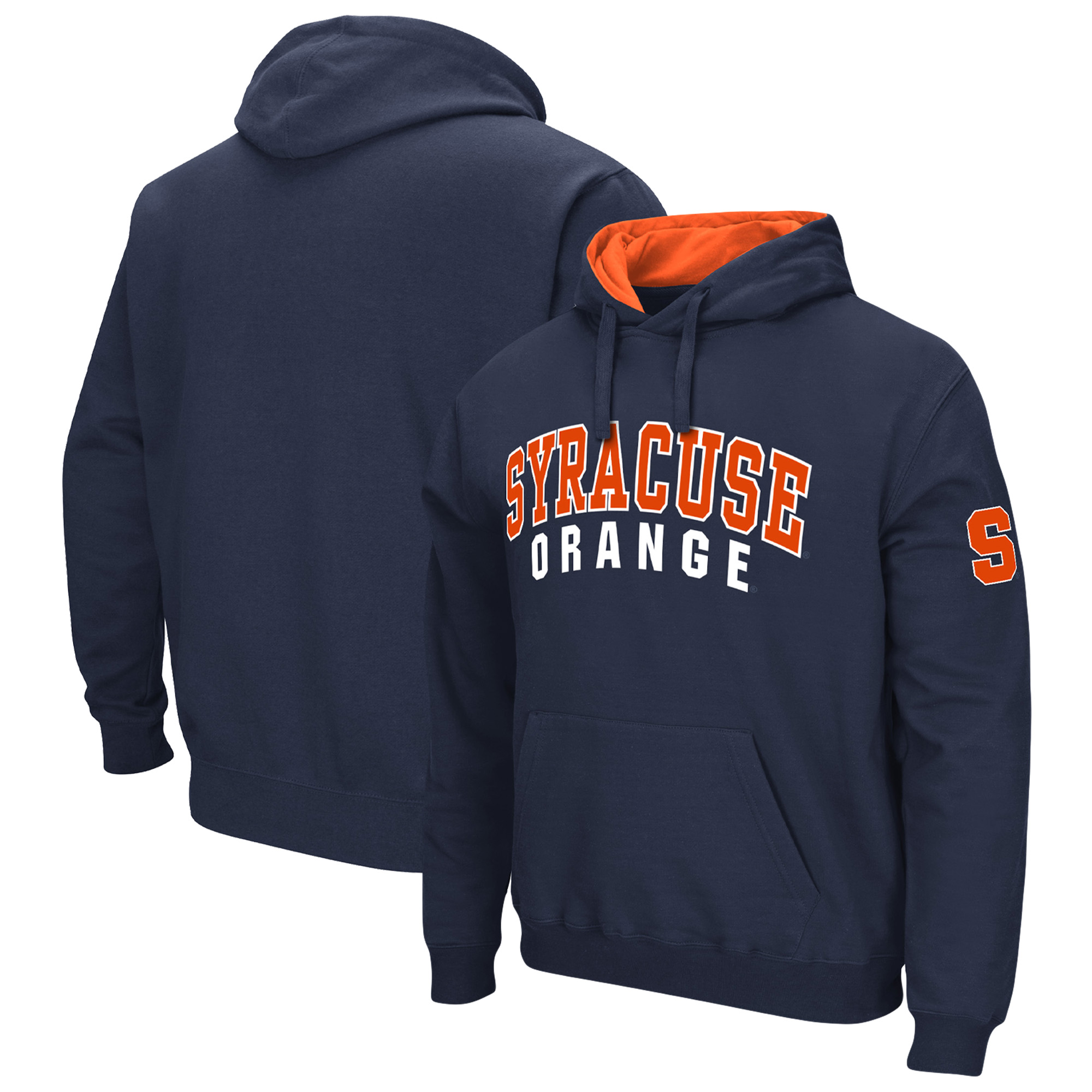 Men's Colosseum Navy Syracuse Orange Double Arch Pullover Hoodie - Image 5