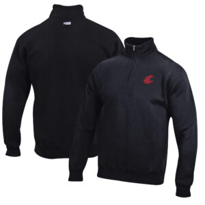 Men's Black Washington State Cougars Big Cotton Quarter-Zip Pullover Sweatshirt