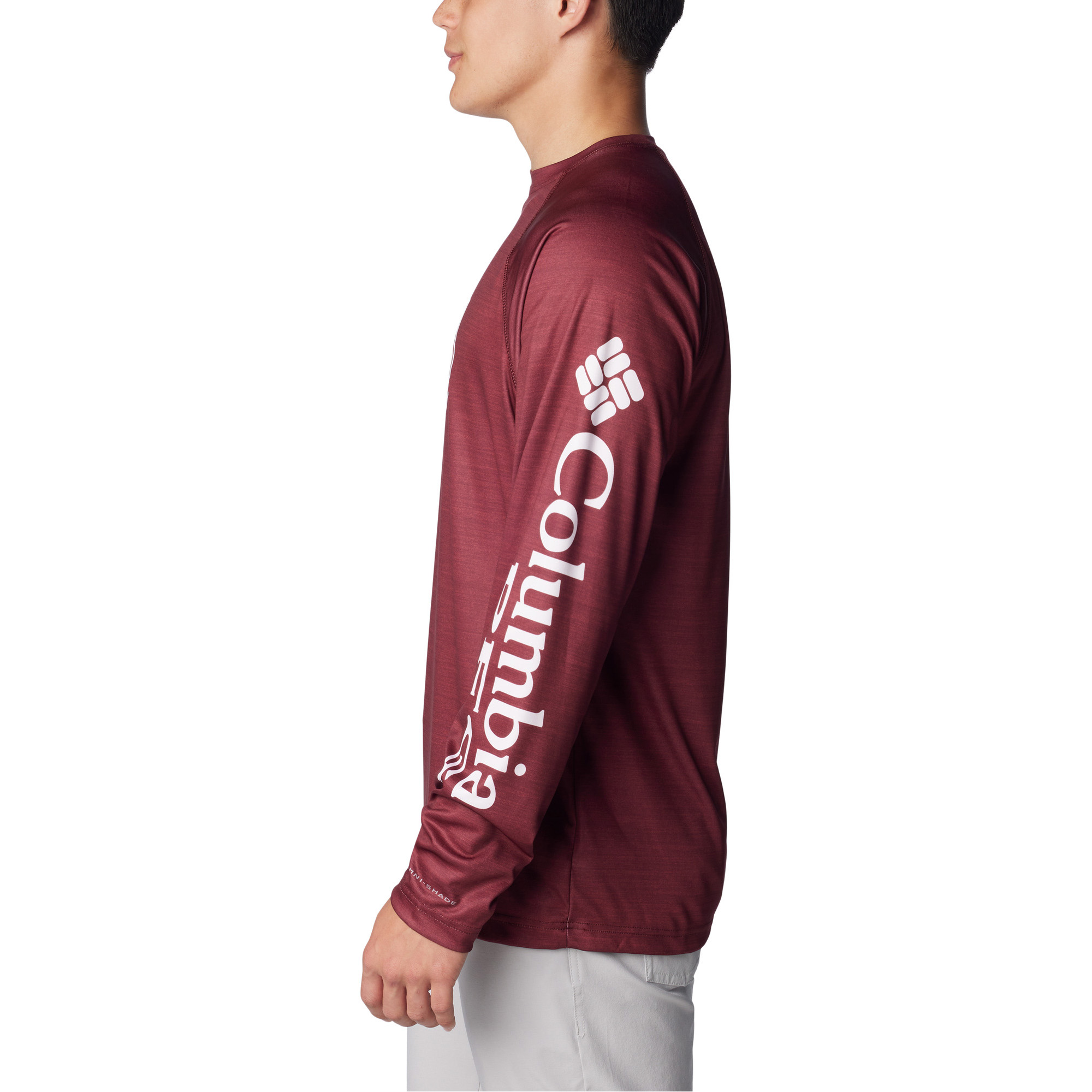 Men's Columbia Maroon Texas A&M Aggies PFG Terminal Tackle Omni-Shade Raglan Long Sleeve T-Shirt - Image 7