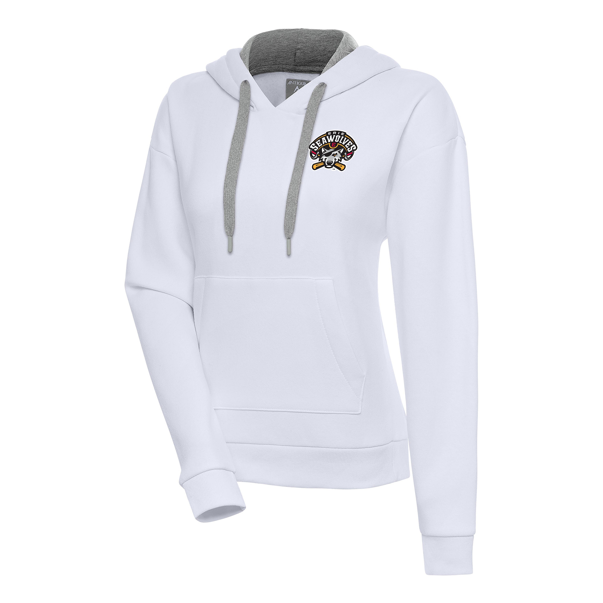 Women's Antigua White Erie SeaWolves Victory Pullover Hoodie