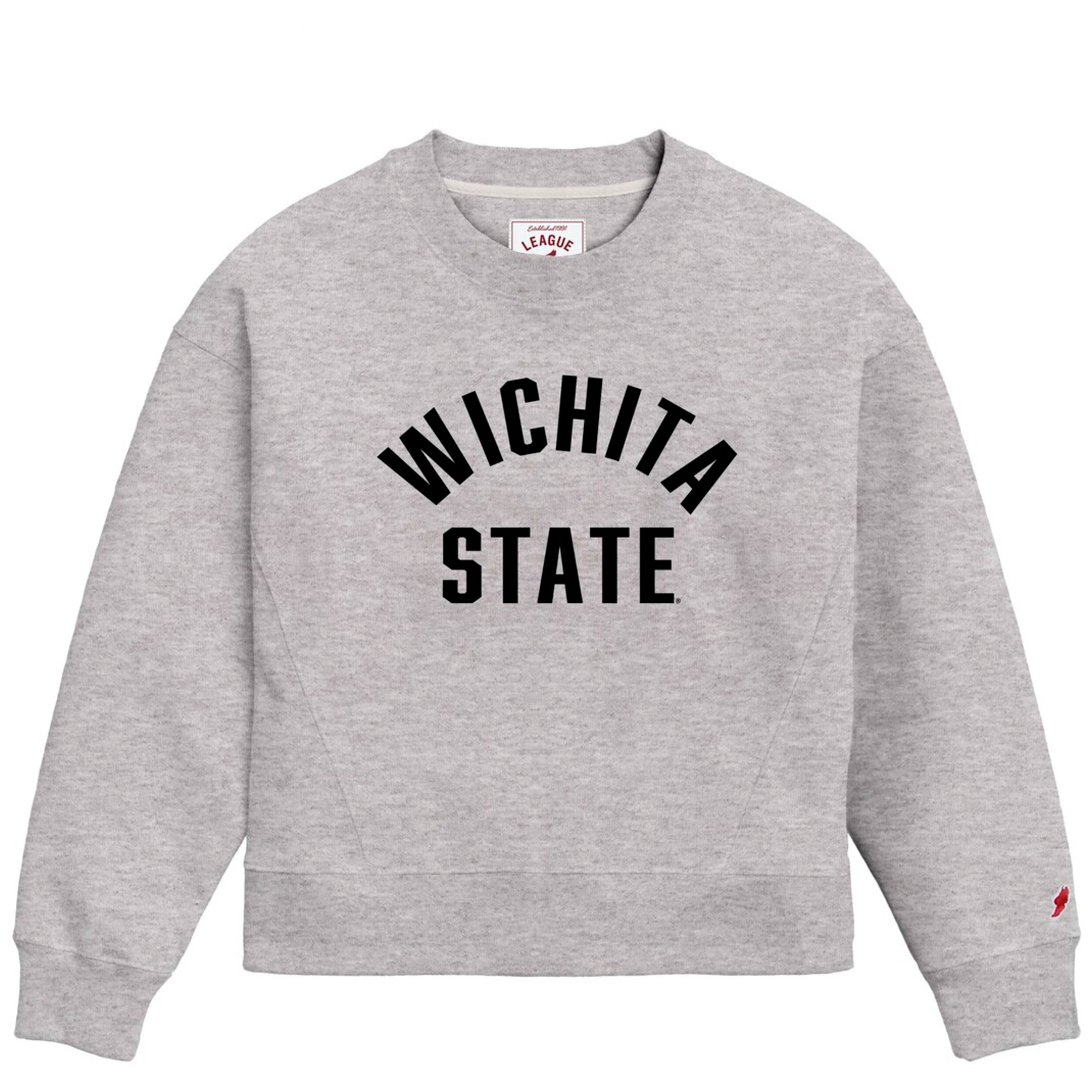 Women's League Collegiate Wear Ash Wichita State Shockers 1636 Boxy Pullover Sweatshirt