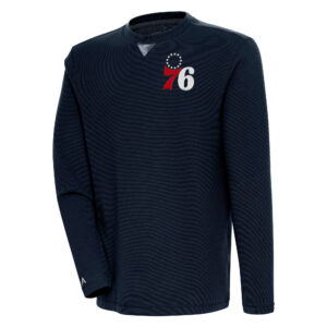 Men's Antigua  Navy Philadelphia 76ers Flier Bunker Pullover Sweatshirt