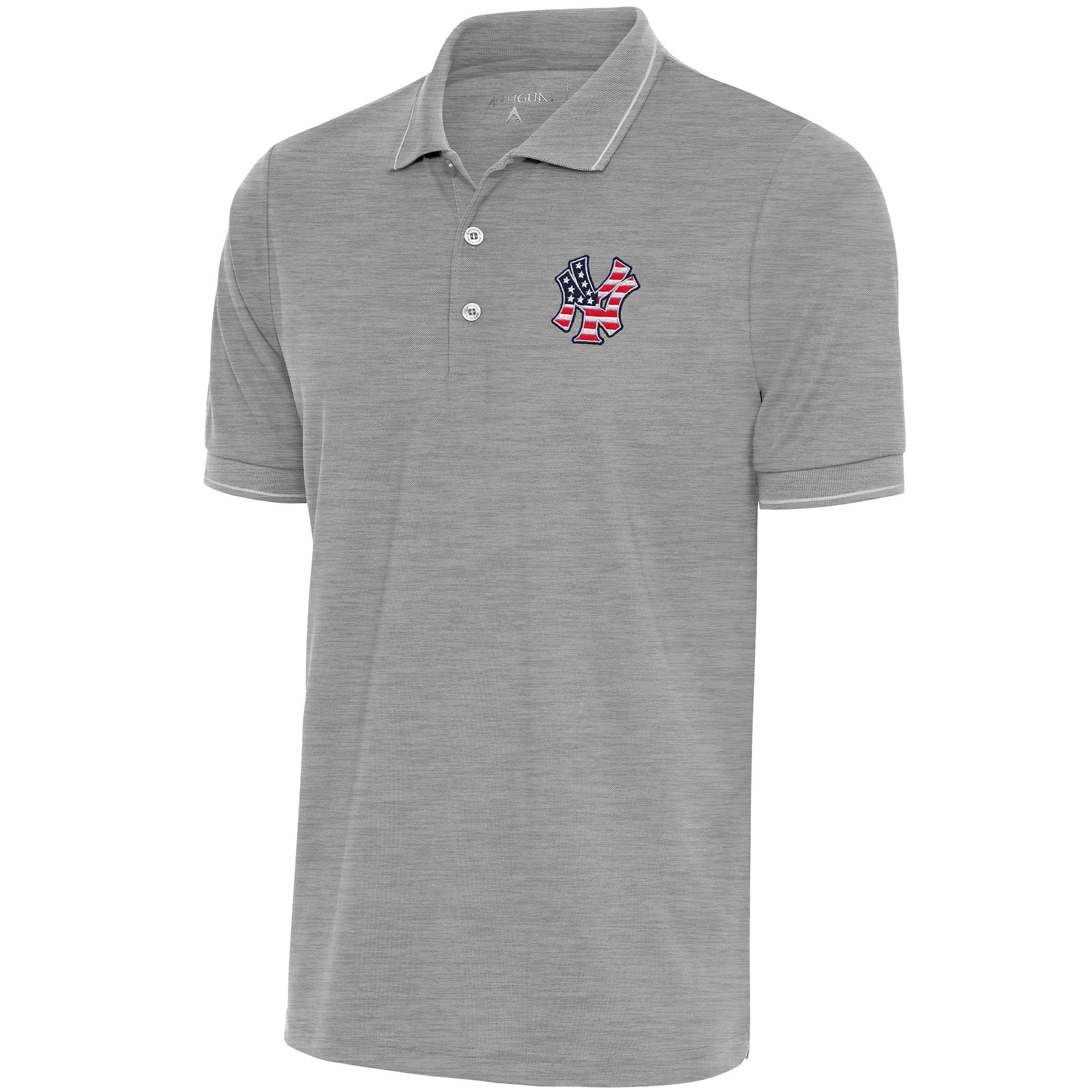 Men's Antigua Gray/White New York Yankees Patriotic Affluent Polo