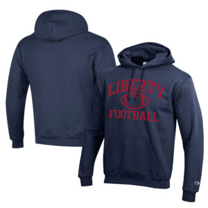 Men's Champion  Navy Liberty Flames Football Eco Powerblend Pullover Hoodie