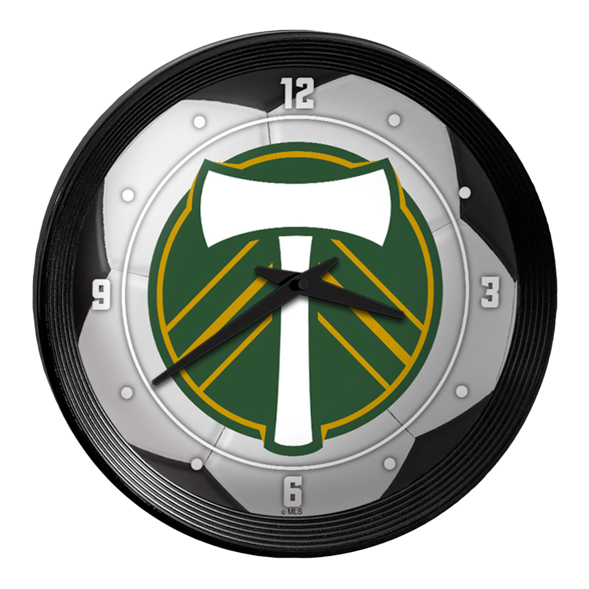 Portland Timbers 15" Ribbed Frame Soccer Ball Wall Clock